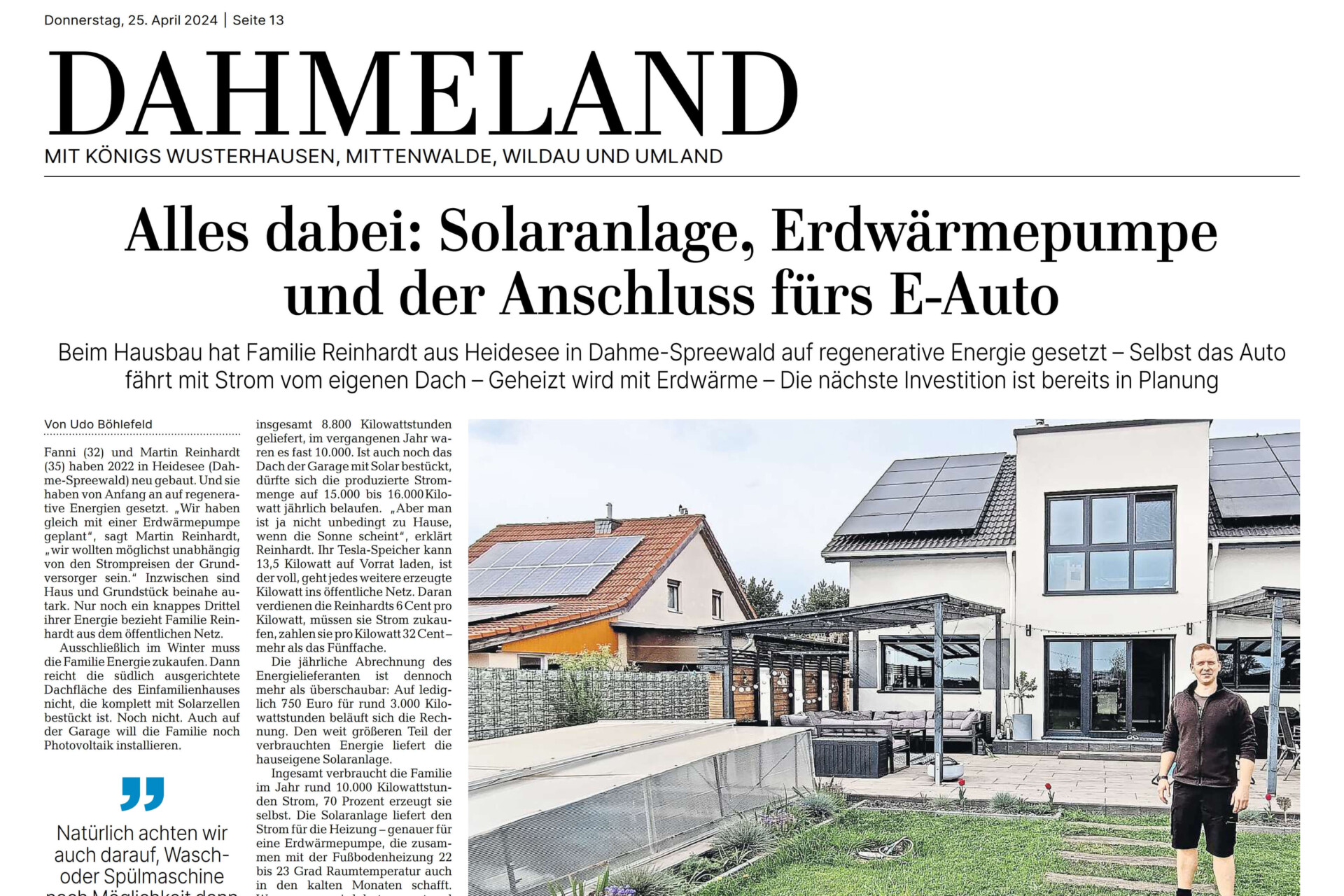 Alles dabei - Solaranlage, Erdwärmepumpe und der Anschluss fürs E-Auto