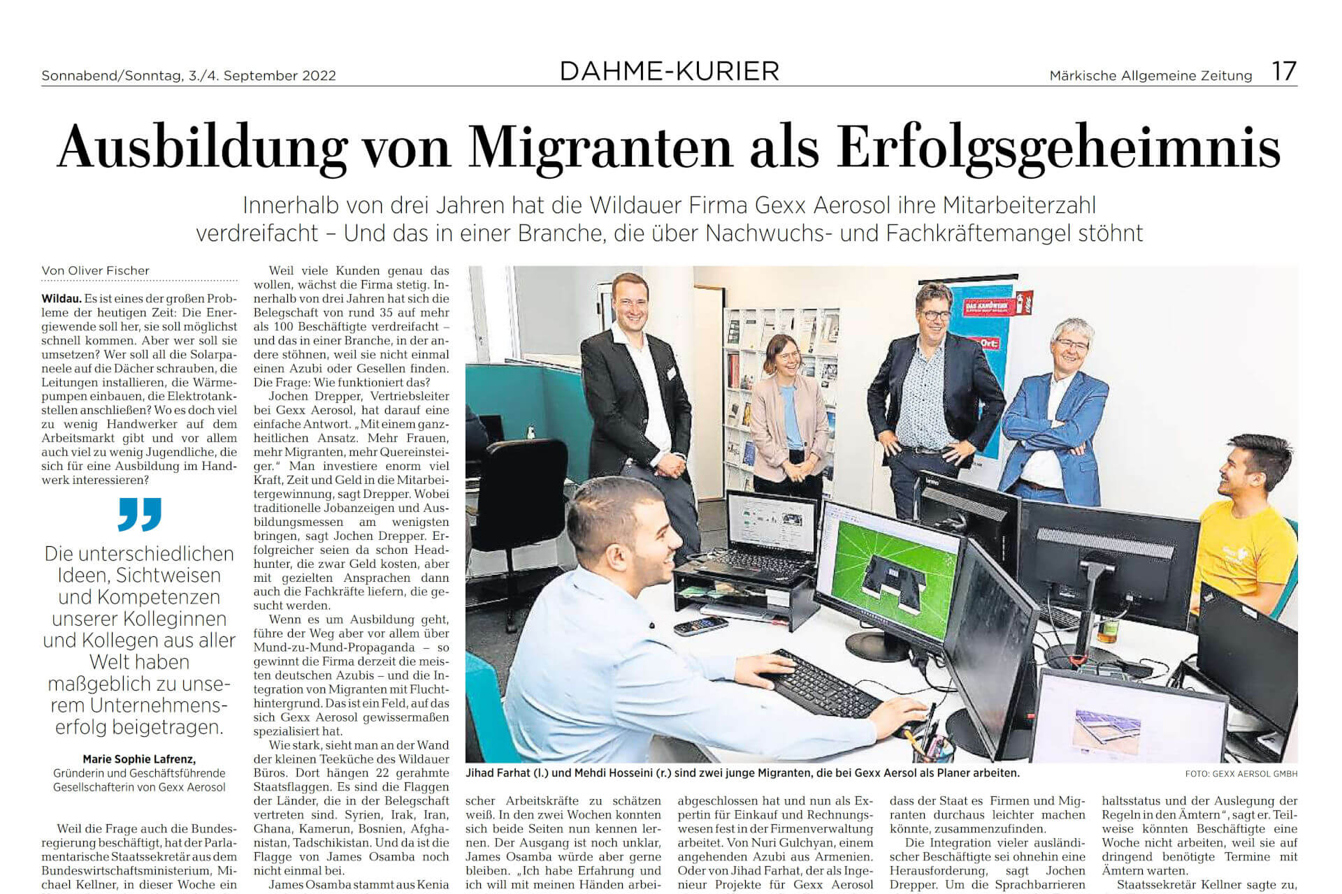 Ausbildung von Migranten als Erfolgsgeheimnis