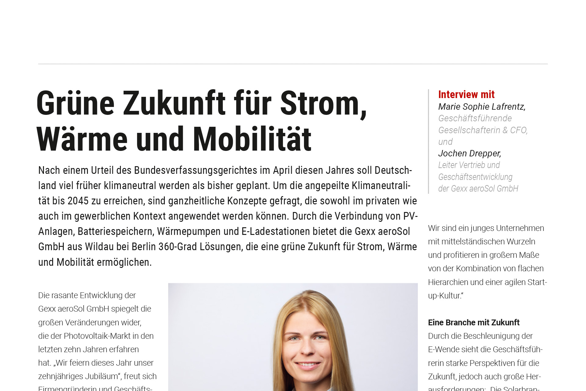 Grüne Zukunft für Strom, Wärme und Mobilität